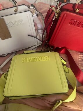 Steve Madden Lime Crossbody Bag with White and Red Accents